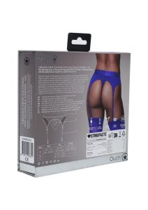 Ouch! Vibrating Strap-On Thong with Rechargeable Bullet - M/L - Blue