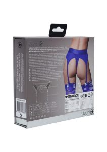 Ouch! Vibrating Strap-On Thong with Rechargeable Bullet - XS/SM - Blue