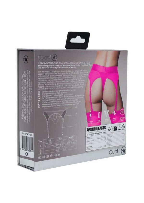 Ouch! Vibrating Strap-On Thong with Rechargeable Bullet - XS/SM - Pink