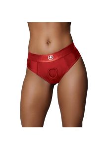 Ouch! Vibrating Strap-On Thong with Rechargeable Bullet - M/L - Red
