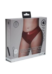 Ouch! Vibrating Strap-On Thong with Rechargeable Bullet - XL/2XL - Red