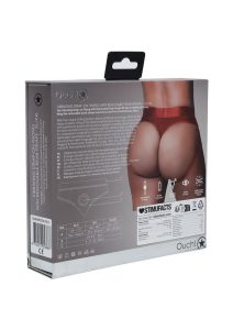 Ouch! Vibrating Strap-On Thong with Rechargeable Bullet - XL/2XL - Red