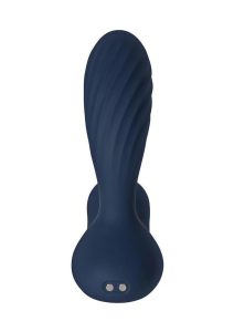 Svakom Vick Neo 2 App Compatible Rechargeable Silicone Warming Dual Stimulating Prostate Vibrator with Remote Control - Navy Blue/Gold