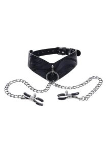 Velvet Noir Collar and Removable Clamps - Black