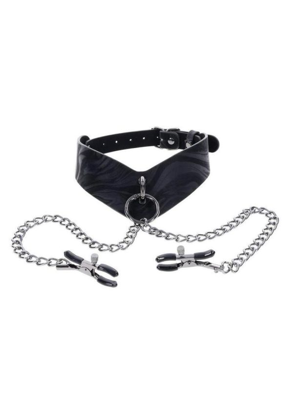 Velvet Noir Collar and Removable Clamps - Black