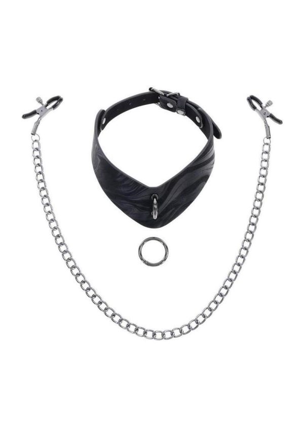 Velvet Noir Collar and Removable Clamps - Black