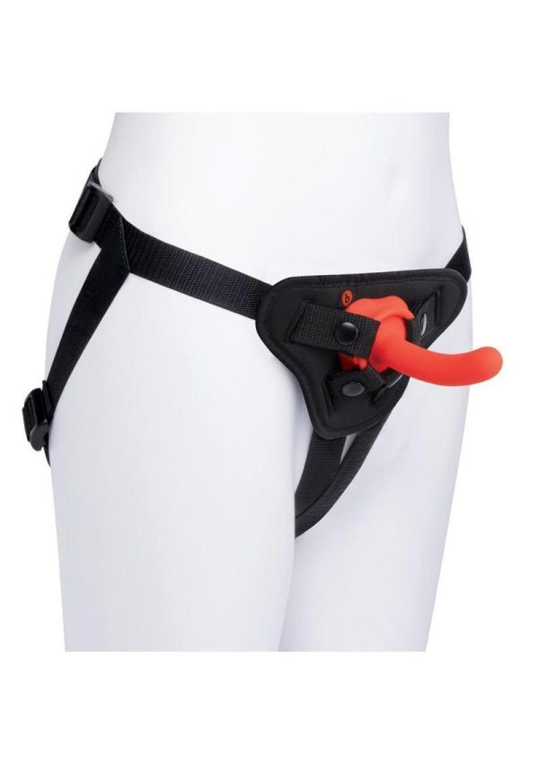 B Vibe Beginner Strap On Harness Set with Silicone Dildo Peg 5in - Orange