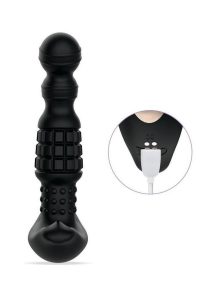 Pineapple Man Rolling Bead Vibrating Rechargeable Silicone Prostate Massager - Black