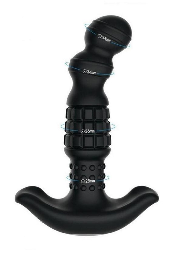 Pineapple Man Rolling Bead Vibrating Rechargeable Silicone Prostate Massager - Black