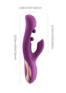 Gem Pressure Sensing App-Controlled Twin Balls Rabbit Vibrator - Purple/Gold