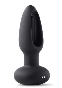 Snuggy Tapping Rechargeable Silicone Prostate Massager Butt Plug Anal Vibrator - Black