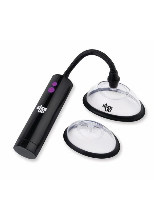 Size Up Rechargeable Pussy Pump Two Chambers - Black/Clear