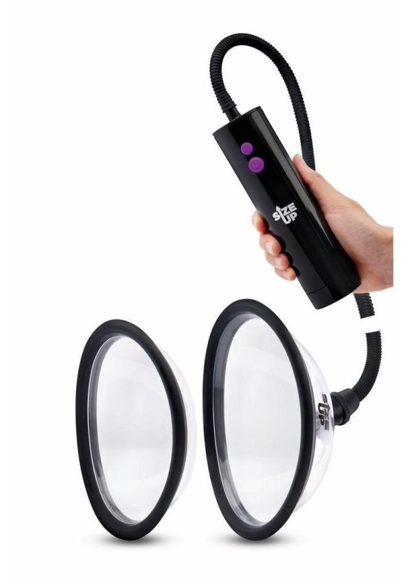 Size Up Rechargeable Pussy Pump Two Chambers - Black/Clear