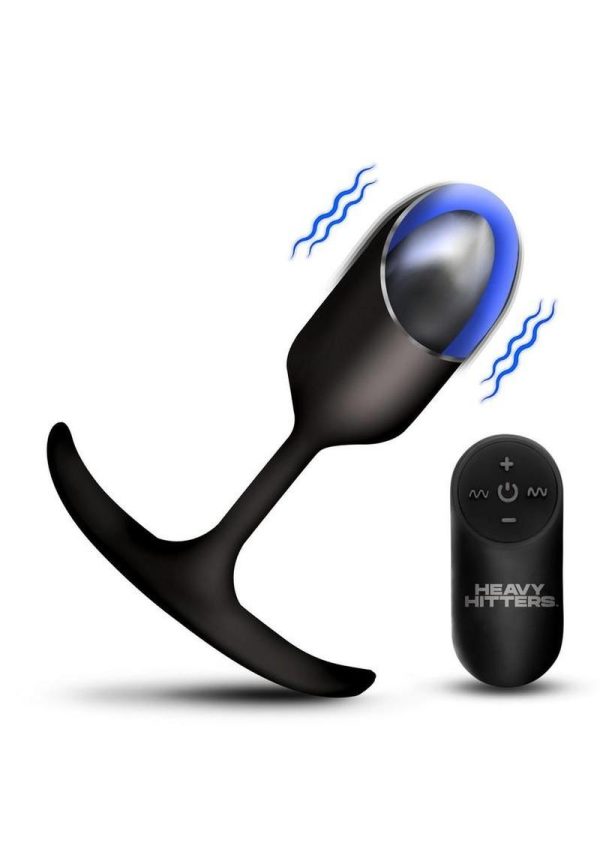 Heavy Hitters Vibrating Weighted Silicone Anal Plug - Medium - Black
