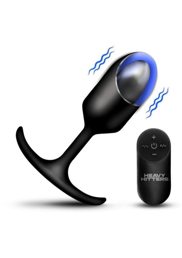 Heavy Hitters Vibrating Weighted Silicone Anal Plug - XLarge - Black