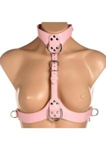 Master Series Vixen Female Chest Vegan Leather Harness - Pink
