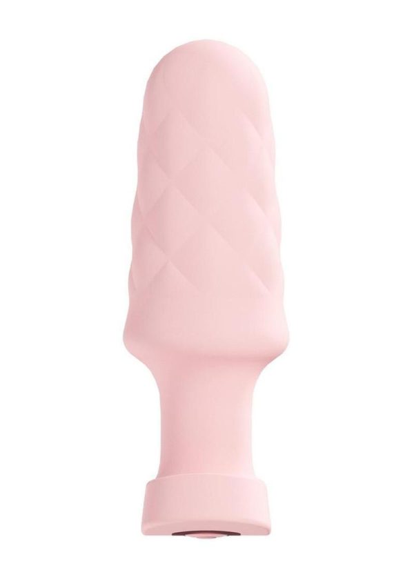 Loveline Velvet Silicone Rechargeable Vibrating Anal Plug with Remote Control - Pink