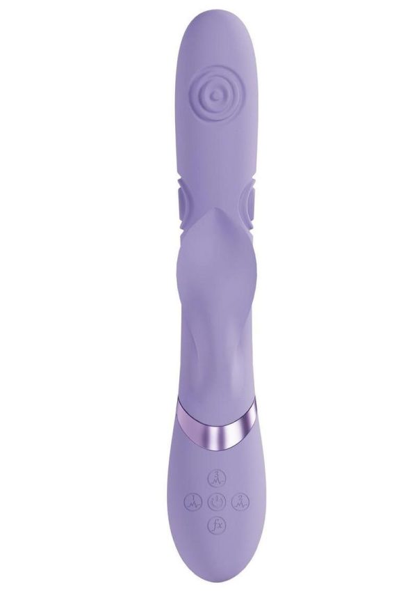 Vive Fronda Silicone Rechargeable Triple Motor G-Spot Vibrating and Tapping Leaf Clit Stimulator - Lavender