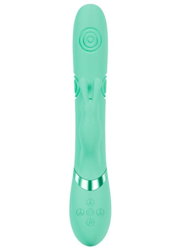 Vive Mimi 10 Function Silicone Rechargeable Triple Motor G-Spot Vibrating and Tapping Rabbit - Green