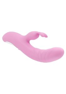 Playboy Rub Me Right Rechargeable Silicone Thrusting G-Spot Rabbit Vibrator - Pink