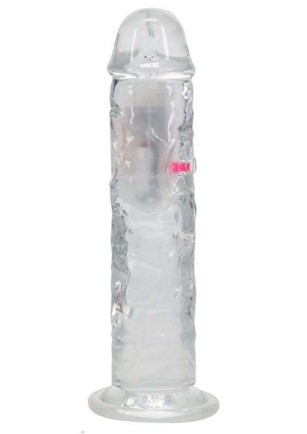 RealRock Vibrating LED Wireless Rechargeable Remote Control Straight Cock 8in - Clear
