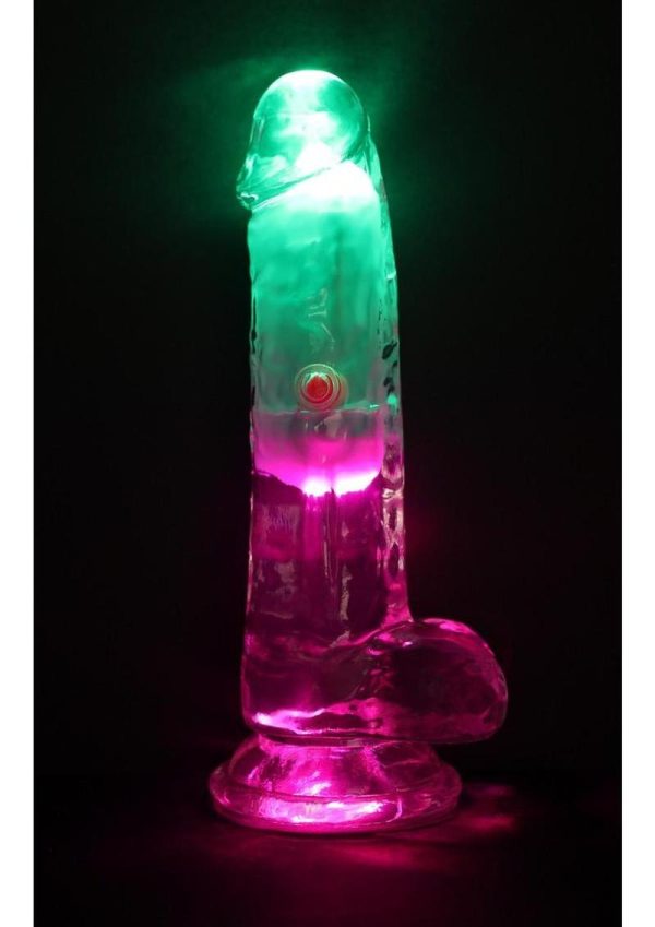 RealRock Vibrating LED Wireless Rechargeable Remote Control Cock with Balls 6in - Clear