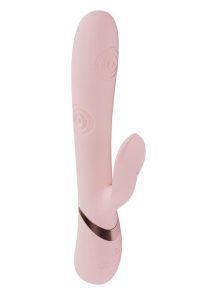 Vive Fronda Rechargeable Silicone Triple Motor G-Spot VIbrating and Tapping Leaf Clit Stimulator - Pink