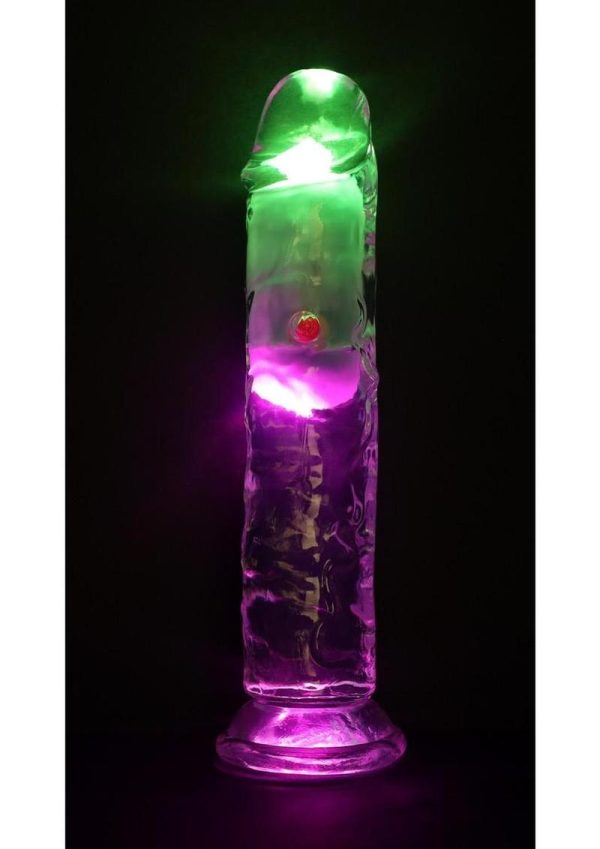 RealRock Vibrating LED Wireless Rechargeable Remote Control Straight Cock 7in - Clear