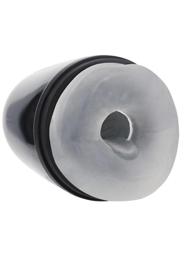 Pumped Vibrobator Pressure Suction 9 Function Vibrating Rechargeable Masturbator - Gun Metal