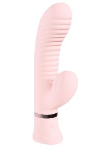 Loveline Mystique 10 Function Rechargeable Silicone Ribbed Rabbit - Pink