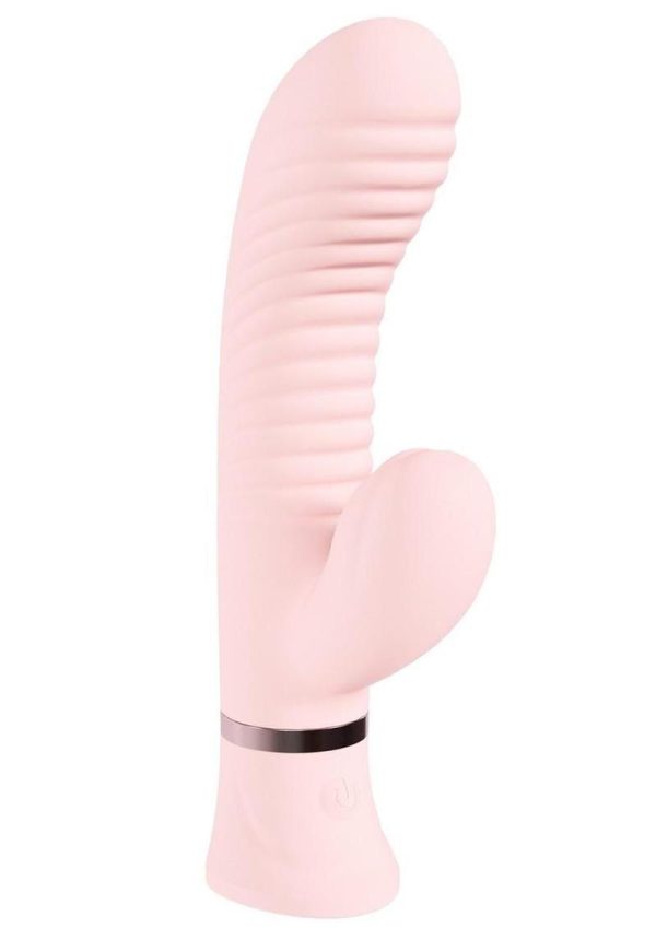 Loveline Mystique 10 Function Rechargeable Silicone Ribbed Rabbit - Pink