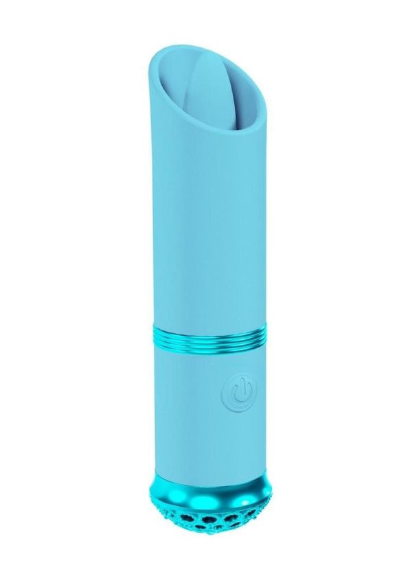 Loveline Luxe 10 Function Mini Lipstick Rechargeable Silicone Vibrator - Blue
