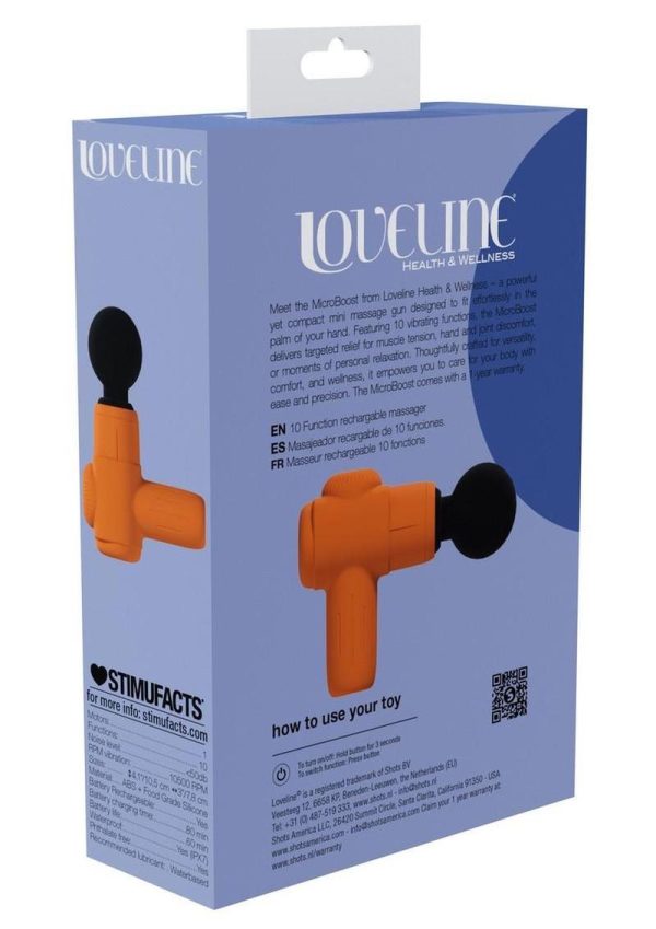 Loveline MicroBoost 10 Function Vibrating Rechargeable Silicone Massager - Orange