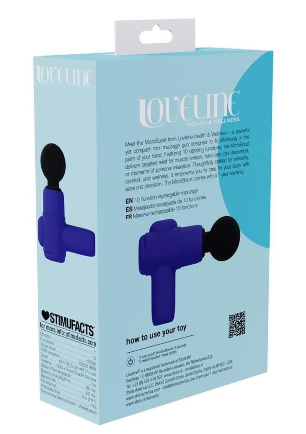 Loveline MicroBoost 10 Function Vibrating Rechargeable Silicone Massager- Purple