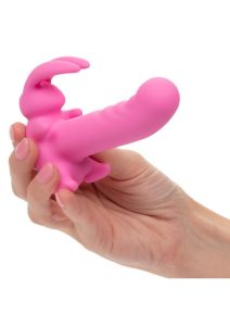 First Time Rechargeable Vibrating Bunny Dreams Rechargeable Silicone Vibrator with Clitoral Stimulator - Pink