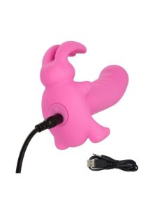 First Time Rechargeable Vibrating Bunny Dreams Rechargeable Silicone Vibrator with Clitoral Stimulator - Pink