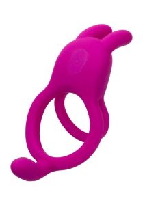Closer intimate Rechargeable Ring Touch Silicone Dual Vibe Cock Ring with Clitoral Stimulator - Pink