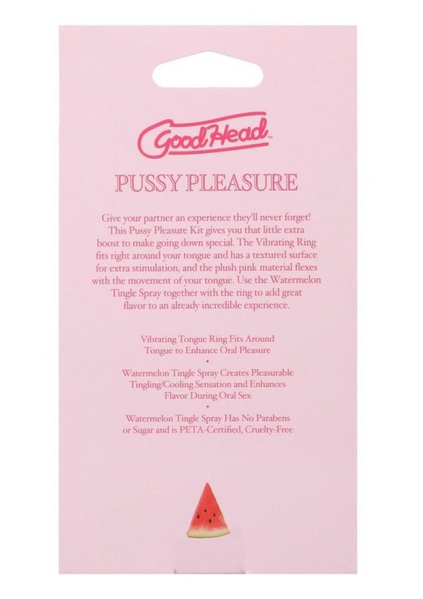 Goodhead Pussy Pleasure Party Kit Vibrating Tongue Ring and Watermelon Tingle Spray