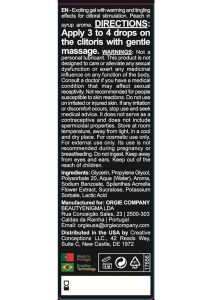 Orgie Orgasmic Drops - Vibe! 0.5 fl oz - Tingling Clitoral Arousal Serum  - Peach in Syrup