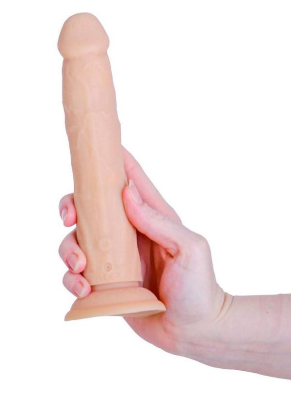 Naked Addiction Rotating and Thrusting Vibrating Rechargeable Silicone Dong with Remote Control 8in - Vanilla