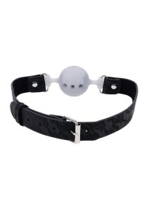 Sex and Mischief Lace Silicone Breathable Ball Gag - Silver/Black