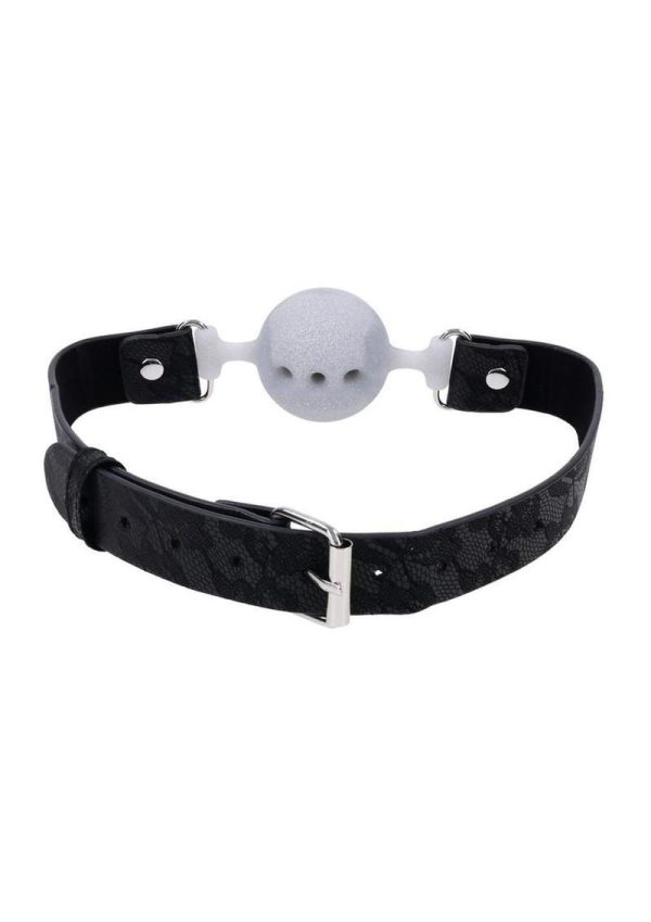 Sex and Mischief Lace Silicone Breathable Ball Gag - Silver/Black