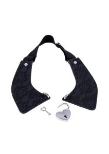 Sex and Mischief Heartbound Lace Day Collar - Black/Silver