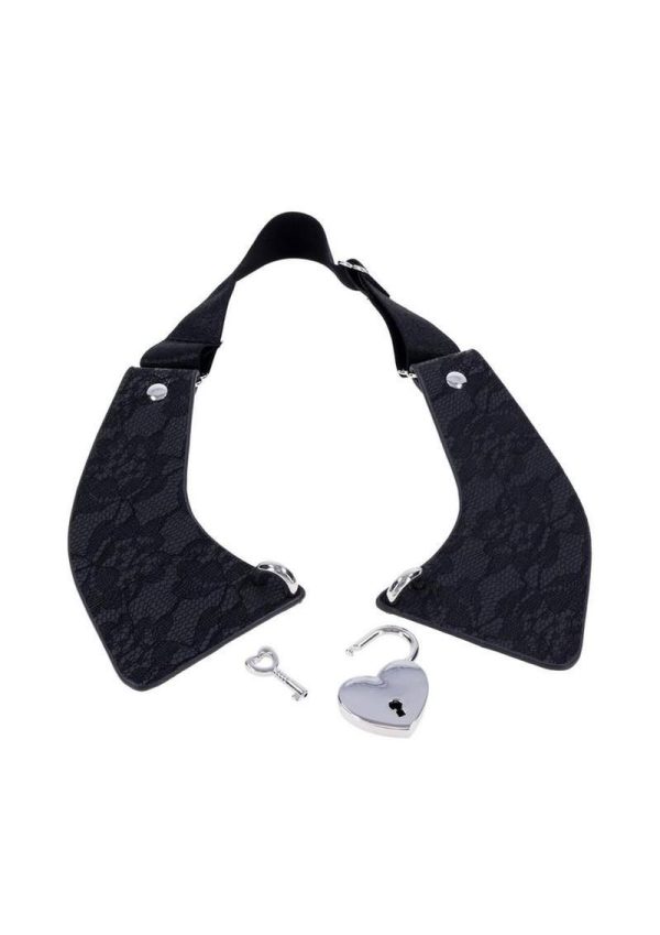 Sex and Mischief Heartbound Lace Day Collar - Black/Silver