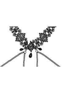 Sex and Mischief Lace Collar with Nipple Ties - Black