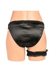 Bedroom Bliss Jolie Strap-On Panty Harness and Garter - Small - Black