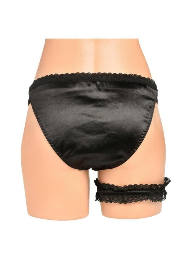 Bedroom Bliss Jolie Strap-On Panty Harness and Garter - Small - Black