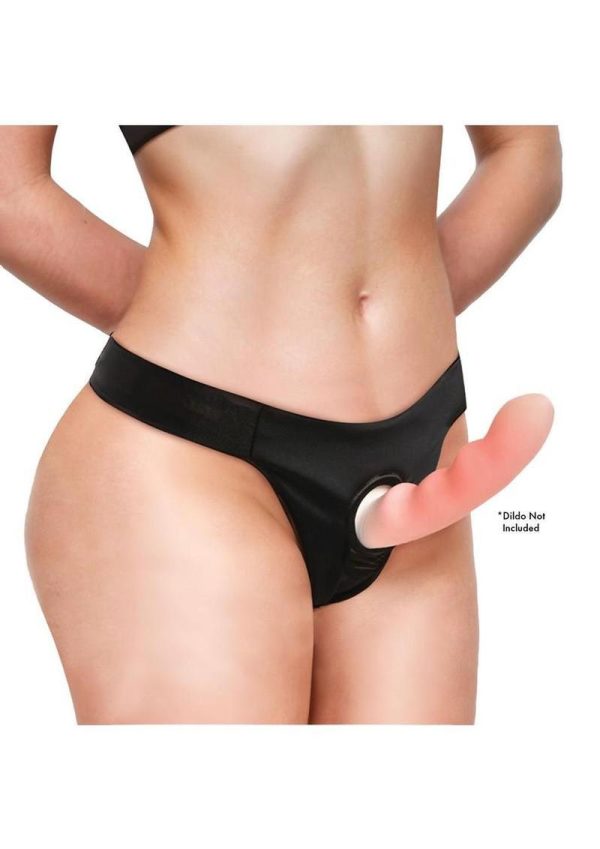 Bedroom Bliss Chérie Thong Strap-On Panty Harness - Small - Black