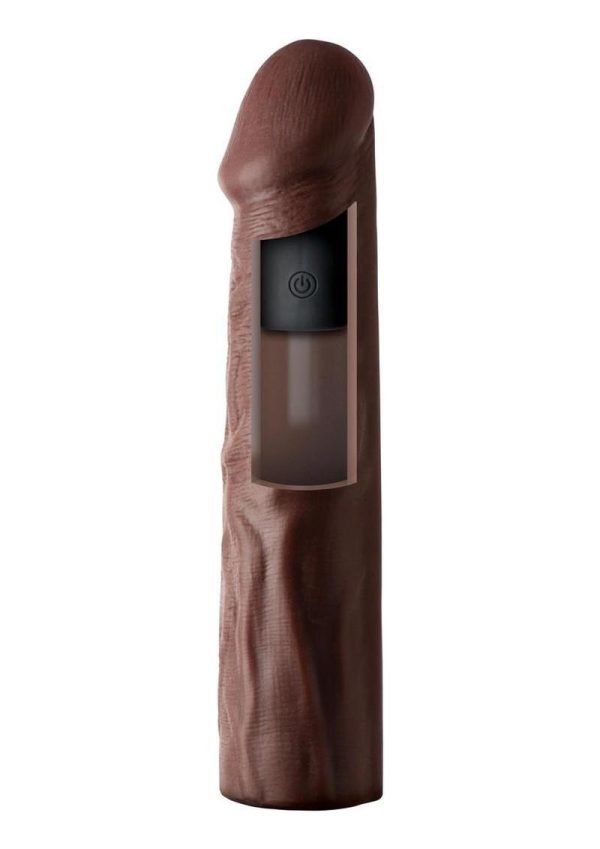 Jock Enhancers Vibrating Penis Extension Sleeve with Remote Control - Chocolate