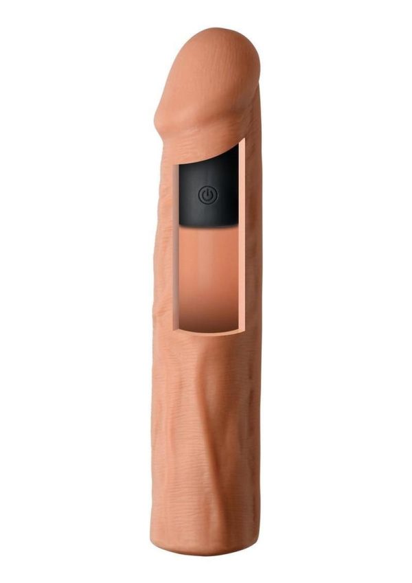 Jock Enhancers Vibrating Penis Extension Sleeve with Remote Control - Caramel